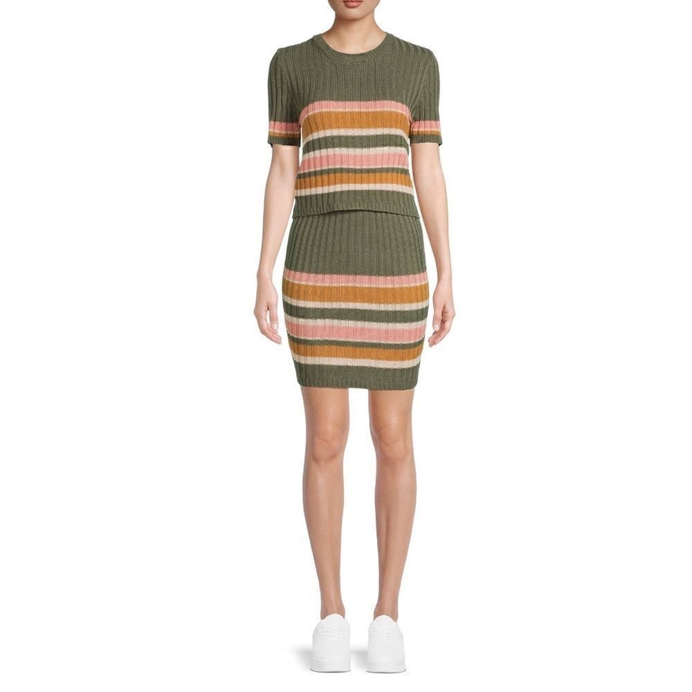 Juniors Knit Striped Skirt & Top Set